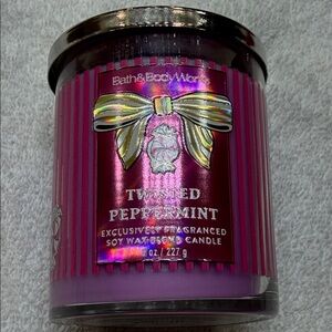 Bath & Body Works Twisted Peppermint Candle - Purple and Pink